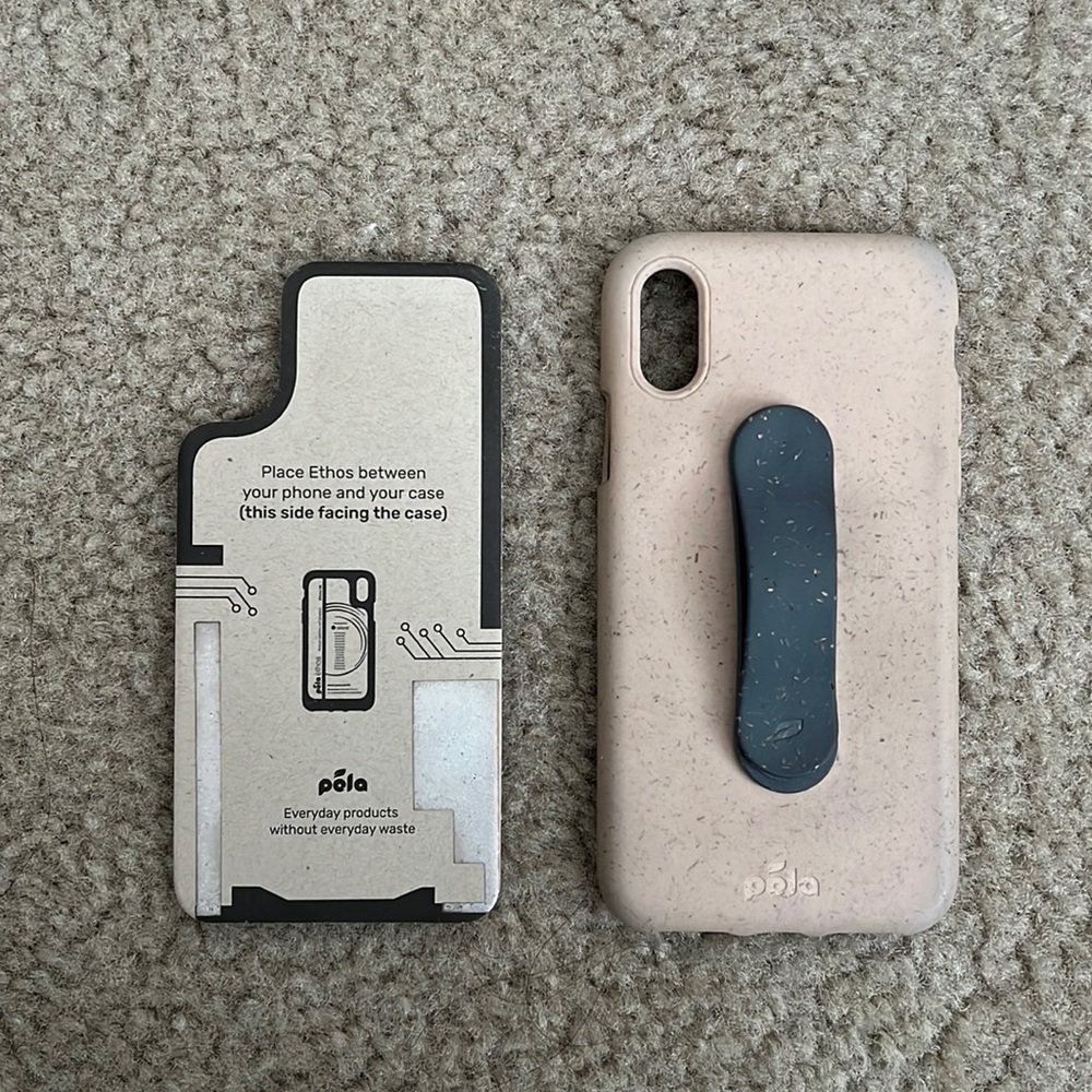 Pela iPhone XS case with Pela Grip and Pela Ethos radiation reduction